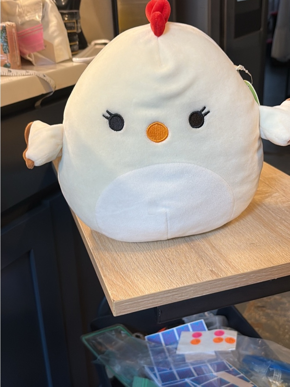 Kellytoy Cream White and Red Plush Chicken Squishmallow